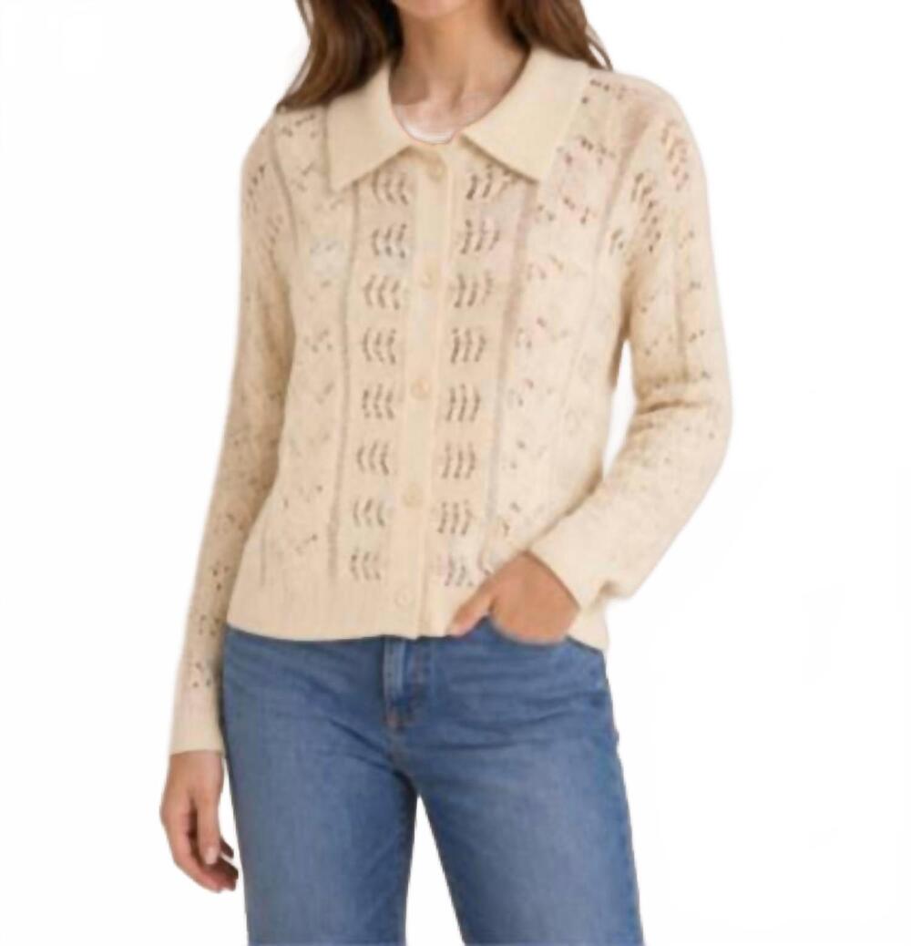 NEW CENTRAL PARK WEST novelty stitch collared button up in ivory